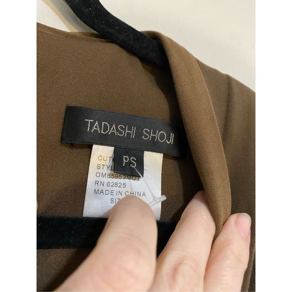 Tadashi Shoji Tiered Ombre Brown Gold Dress, Size Small Petite, MSRP $350 - Picture 3 of 10